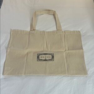 Gucci Cream Canvas Logo Tote